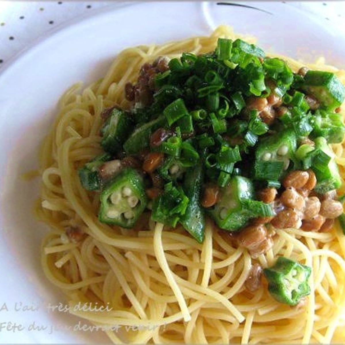 オクラと納豆の和風パスタ レシピ 作り方 By はなまる子 楽天レシピ